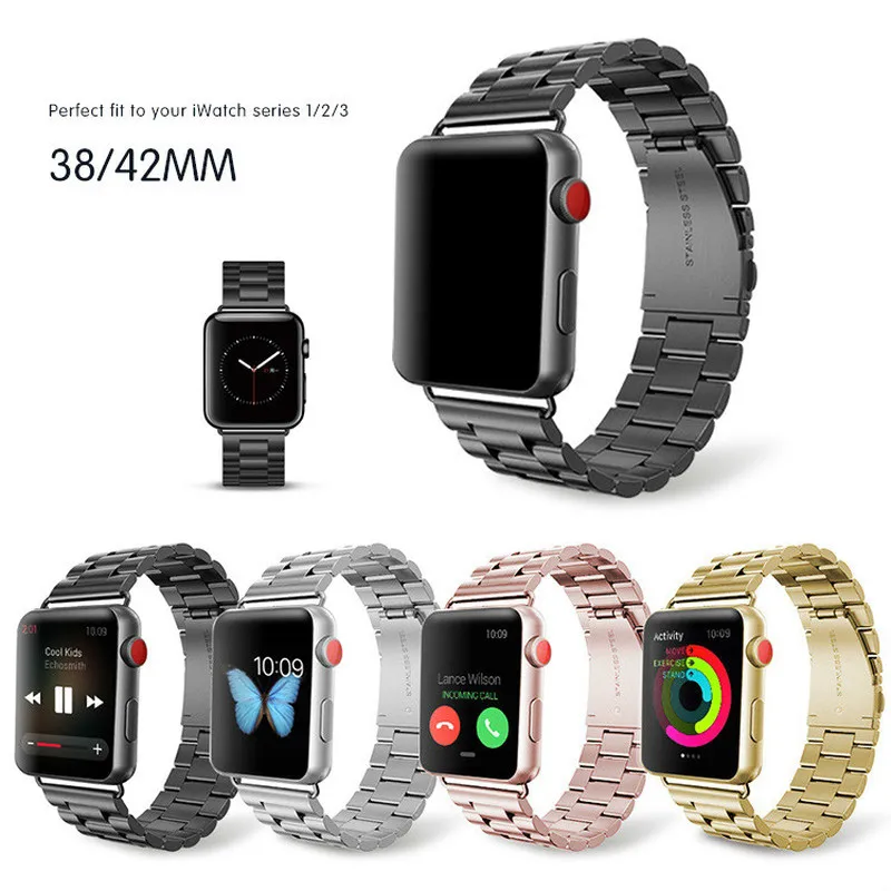 Ремешок из нержавеющей стали для Apple Watch Series 1 2 3 4 5 браслет 38 мм 40 42 44 с