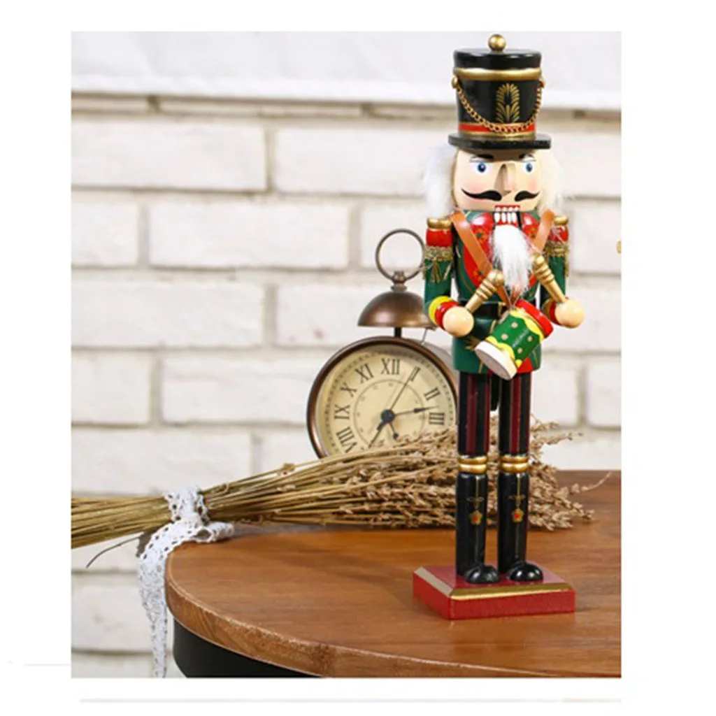 2Pcs/Lot 30cm Hand Painted Wooden Nutcracker King Drummer Solider Figurine Puppet Doll Toy Soldier Display Ornament | Дом и сад