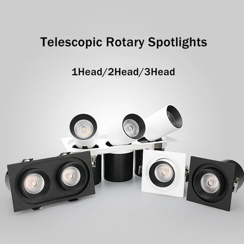 Foco LED de doble cabezal lámpara de techo empotrada, 24W, 20W, 14W, sala de estar, nórdico simple, ajustable y giratorio, CREE COB downlight