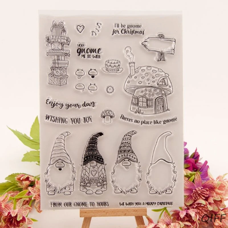 Санта гном силиконовый прозрачный печать штамп DIY Скрапбукинг рельефная