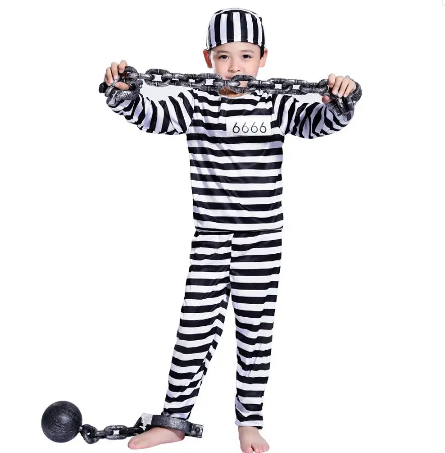 Костюм для косплея на Хэллоуин одежда мальчиков детский полосатый костюм