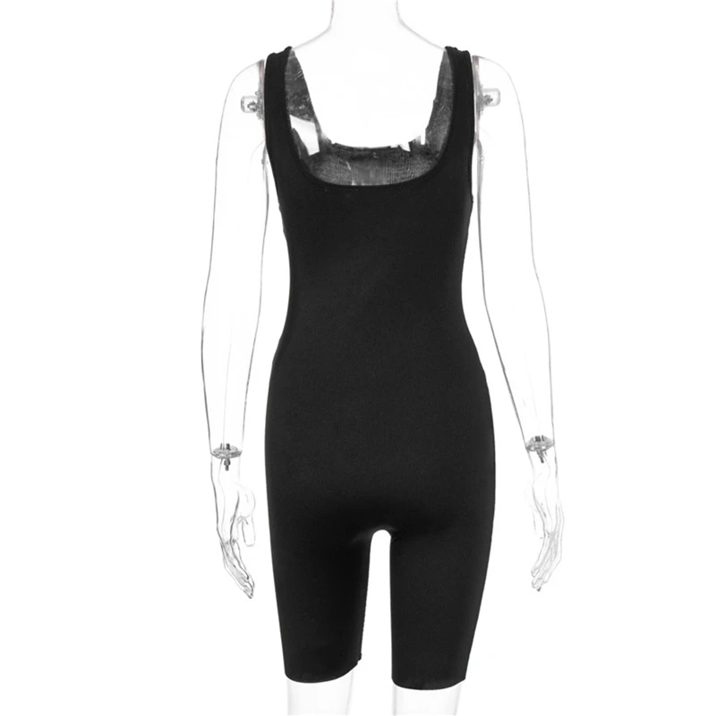 

2021 Summer Women Sexy Playsuit Streetwear Skinny Bodycon Sleeveless Sport Solid Knitted Jumsuits Romper Playsuit For Women