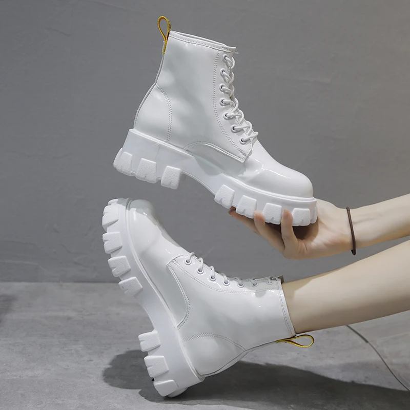 Fujin/женские ботинки Повседневные женские водонепроницаемые из лакированной кожи