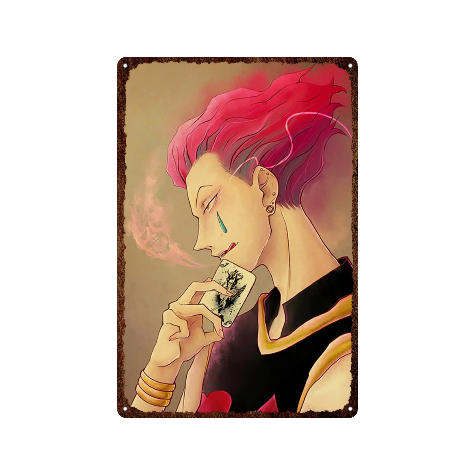 

Retro Japanese Hot Blooded Animation Metal Plaque Poster Vintage Hunter Tin Sign Wall Art Plate Decor for Club Home Living Room