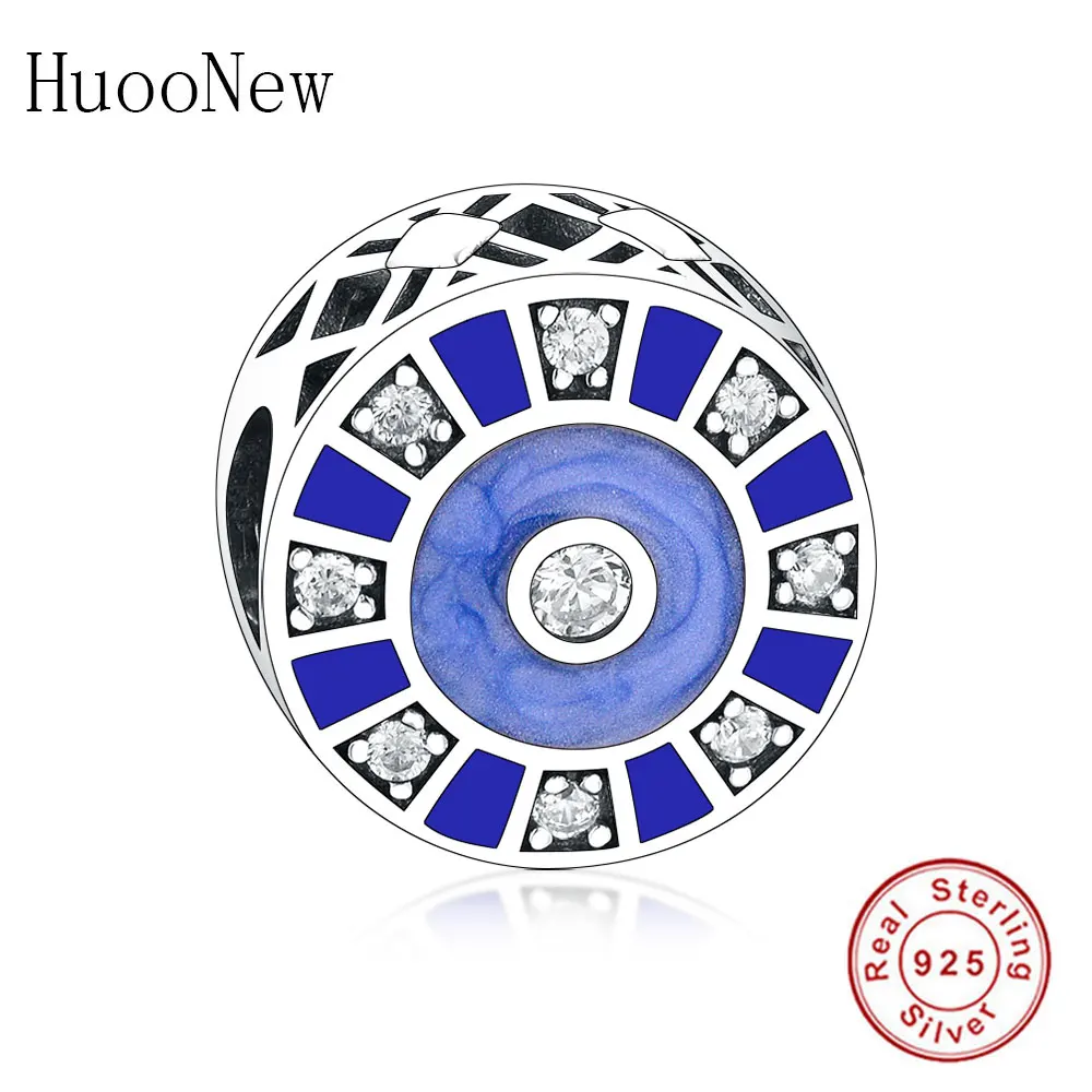 HN1135 HuooNew, браслет Pandora, 925 пробы, серебряный, черный и белый цвета, эмаль, тайцзи, иньян, бусины, изготовление, подарок - Цвет: HN1135