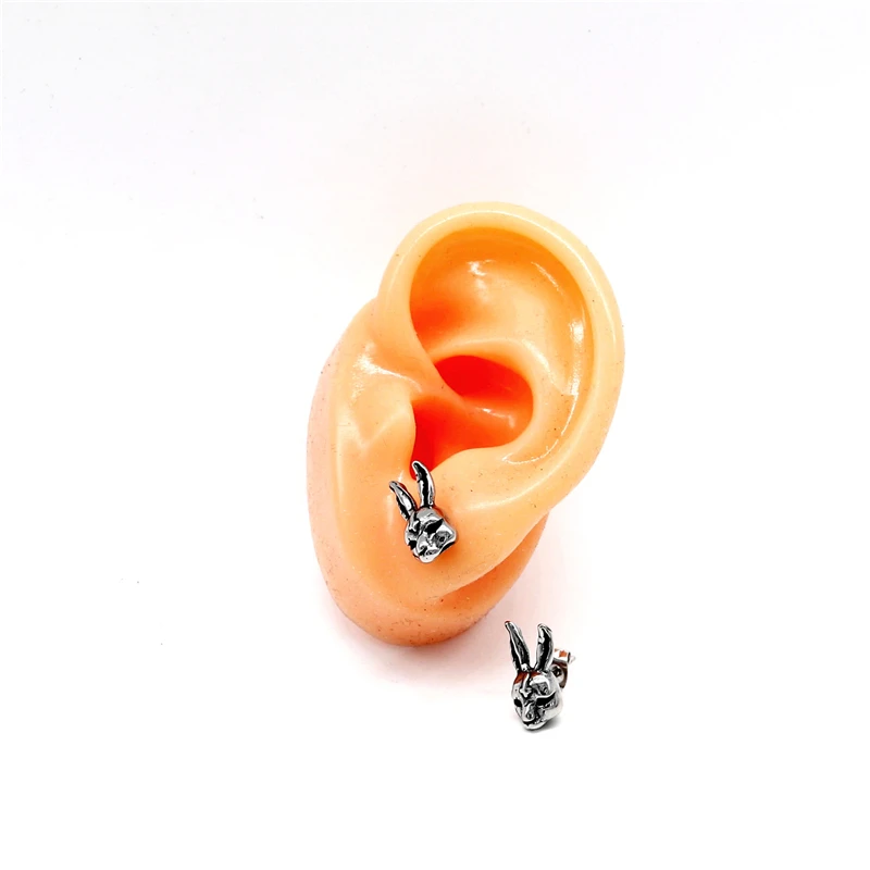 

Halloween Gifts Retro Rabbit Head Stud Earrings For Women 2021 New Jewelry Fashion Stainless Steel Wedding Eardrop Party Bijoux