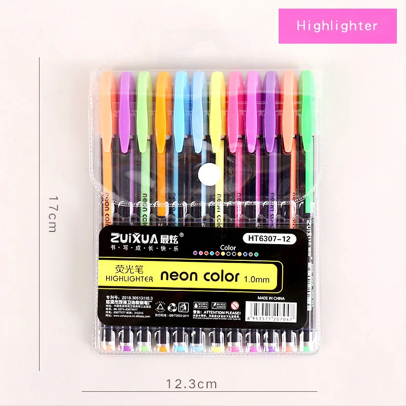 Highlighter Детские маркеры для рисования художественные Маркеры детские подарочные металлические/Пастельные/ручка с блестками фломастеры дл - Цвет: Highlighter