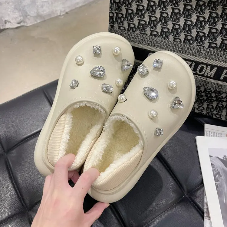 

2021 Women's Flat Slippers Plus Velvet Women New Casual Women Cartoon Shoes Non-Slip Slip on Fashion Slides Outdoor Woman Shoes