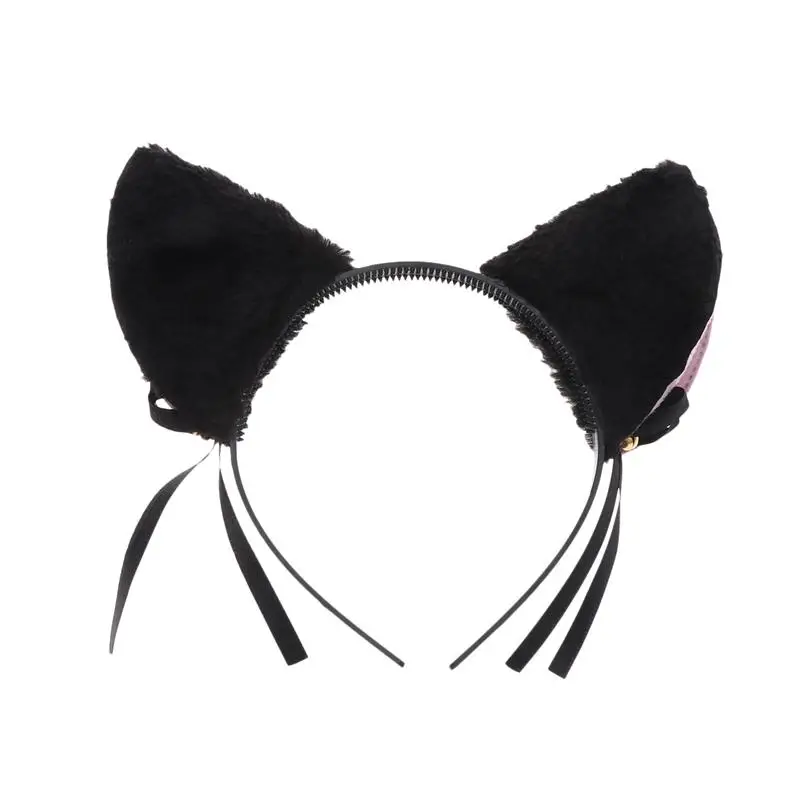 

Cute Plush Cat Ear Headband with Bowknot and Bell Fancy Dress Cosplay Party (Black)