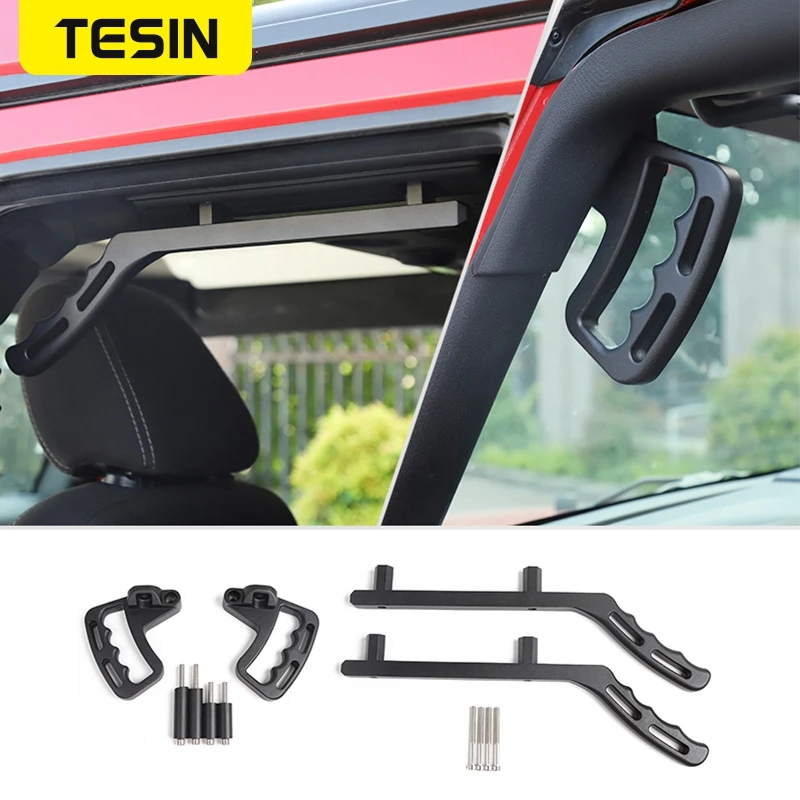 TESIN Armrests Front Grab Handle for Jeep Wrangler JK 2007-2017 Aluminium alloy Car Front Rear Interior Grab Handles