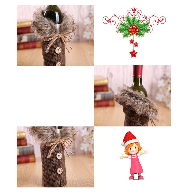 Рождественские украшения для дома Настольный Декор ужина винный чехол вечерние
