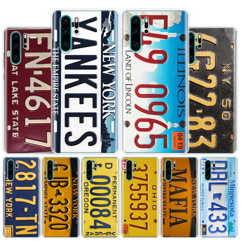 

New York plate Number Phone Case For Huawei Honor 10 9 Lite 8A 8X 8S 7A 7X 9X 20i Pro Y5 Y6 Y7 Y9 2019 V20 V30 Shell Cover Coque