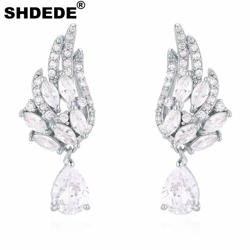 SHDEDE S925 Серебряные игольчатые серьги-Свадебные ювелирные изделия из классических