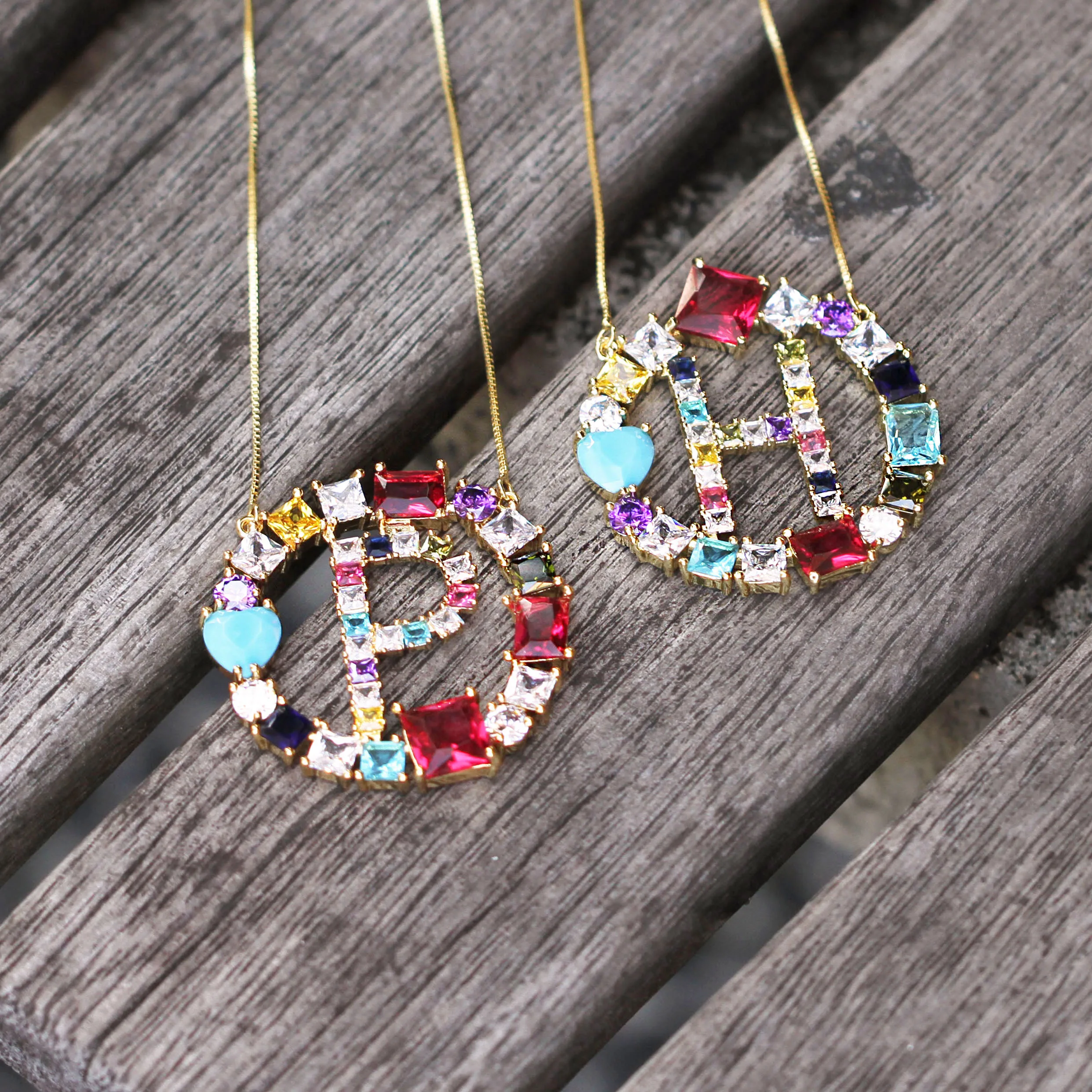 Цепочка с подвеской в виде букв искусственным Цирконом|Ожерелья подвеской| |