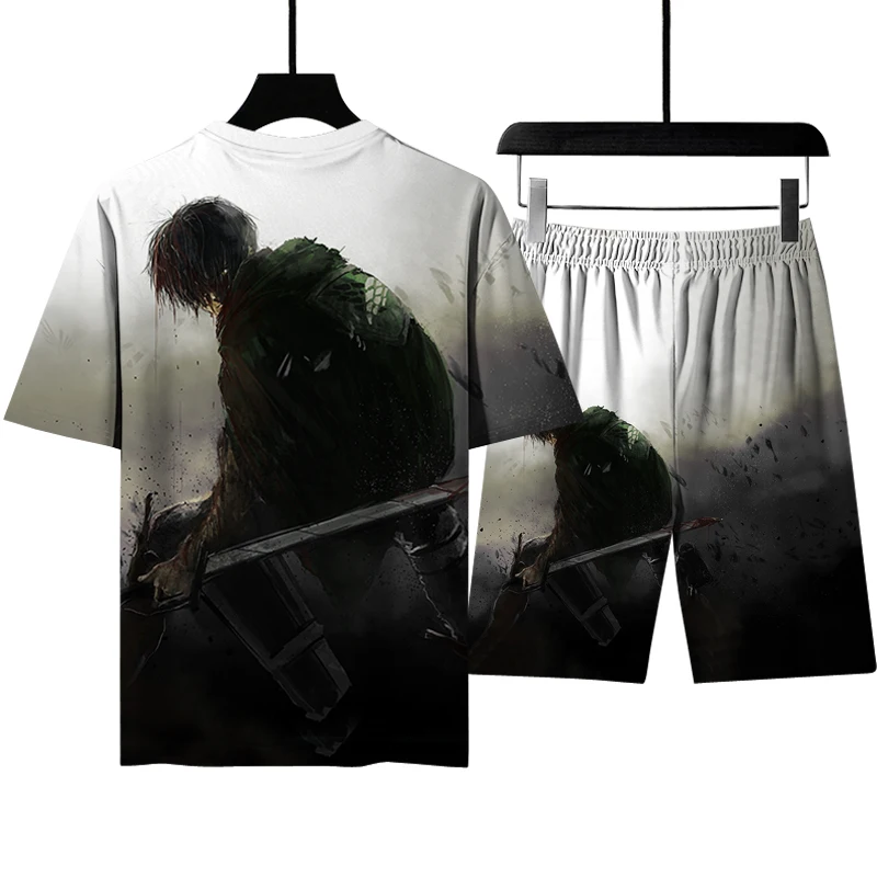 

Men's Street Sportswear Set, Digital 3d Print Short Sleeve T-shirt, Sports Set, S-6xl, 2021