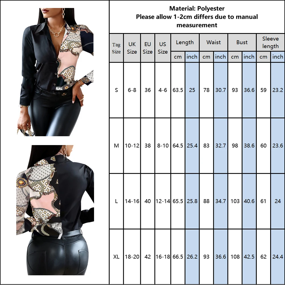 

Turn-Down Women Tee Shirt Collar Patchwork Ladies Top Shirt Long Sleeve Button Work Wear Female Shirt For Ol Office D30