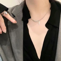 fashion lady lightning cross necklace women jewelry silver cross short collarbone korean fashion girl punk necklace