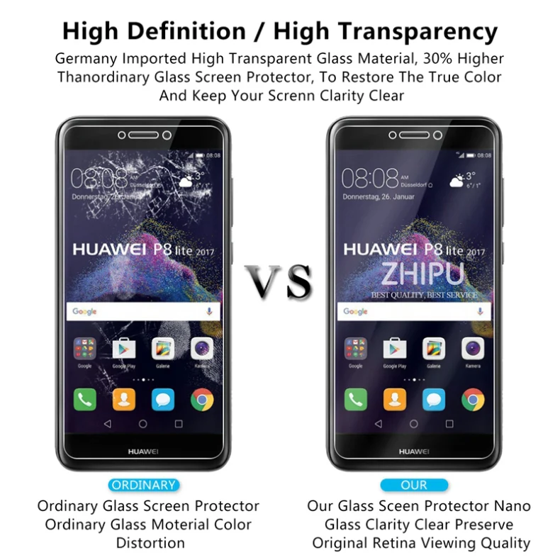 2.5D 0,26 мм 9H Премиум Закаленное стекло для huawei P8 Lite защита экрана закаленное защитное стекло для huawei P8 Lite