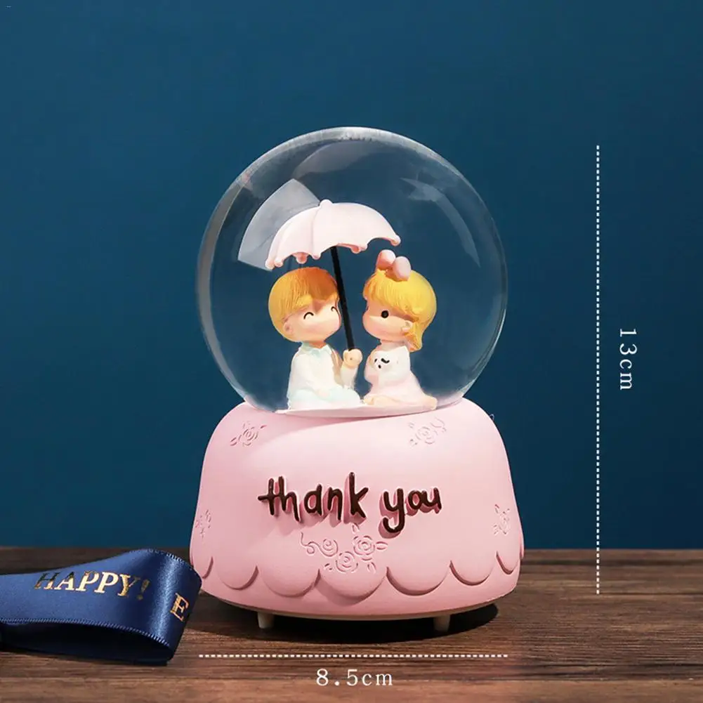 Инновационная музыкальная шкатулка INS Girl с розовым снегом фонари хрустальный шар