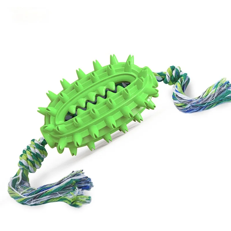 

Clean Teeth Leaking Teething Dog Toothbrush Pet Toy Tpr with Rope Prickly Ball Bite Resistant Dog Toy Ball New