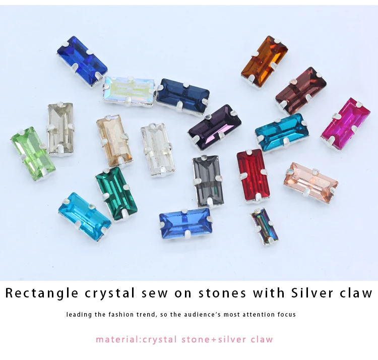 Все размеры 24 цвета прямоугольные Прошитые стеклянные камни блестящие стразы