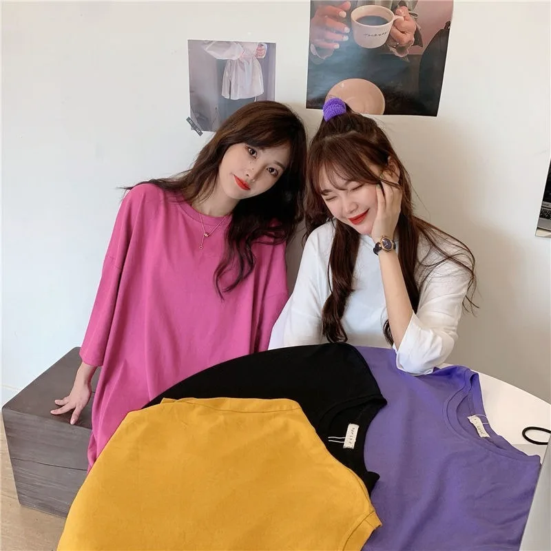 

QWEEK Tshirt Dress Women Summer 2021 Sundress Casual Xxl Plus Size Dresses for Women Streetwear Harajuku Loose Dress Korean