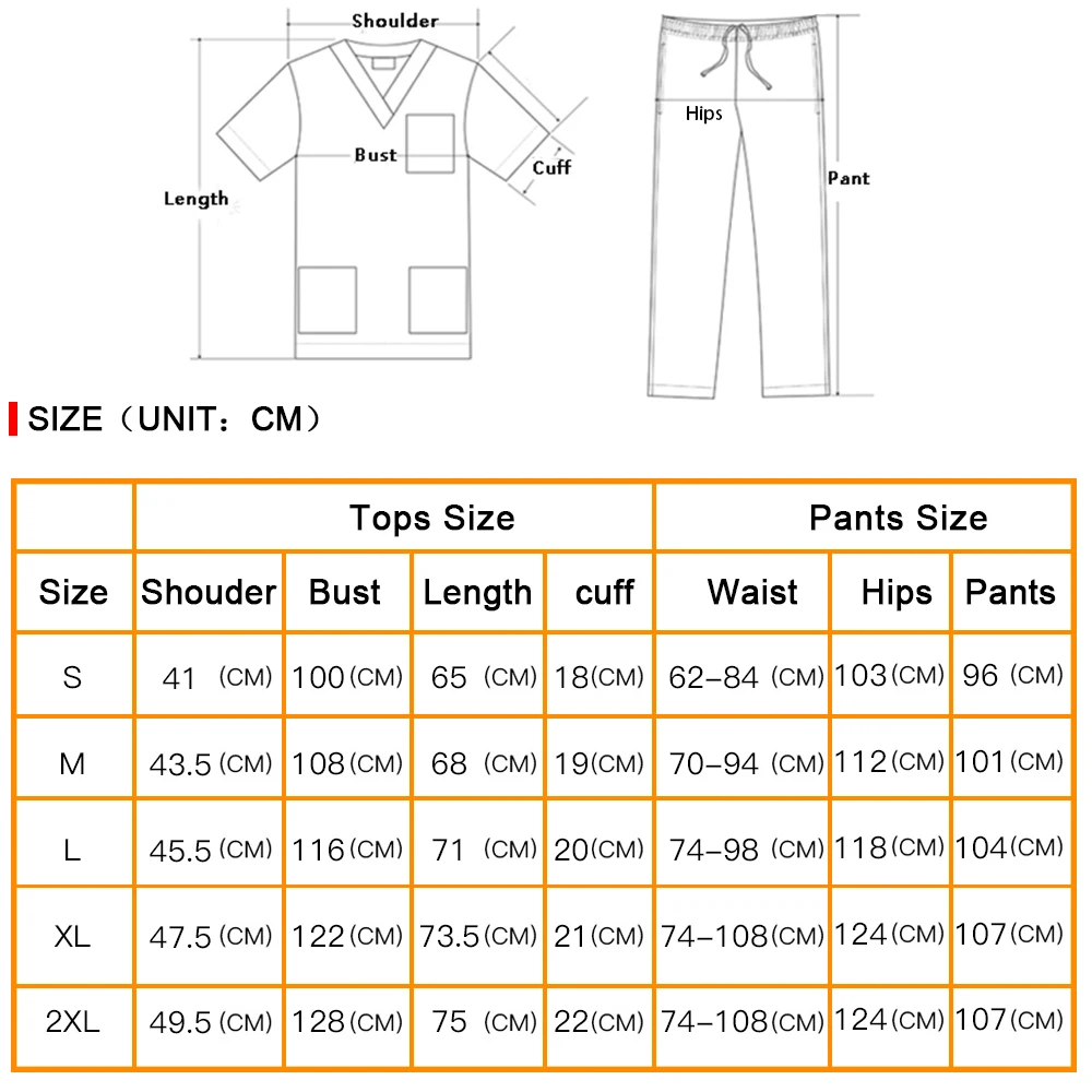 

Solid Color Scrubs Set Work Cloths with Short Sleeve Nursing Uniform Summer Nurse Suit Tops Pants Hospital Doctor Workwear Suits
