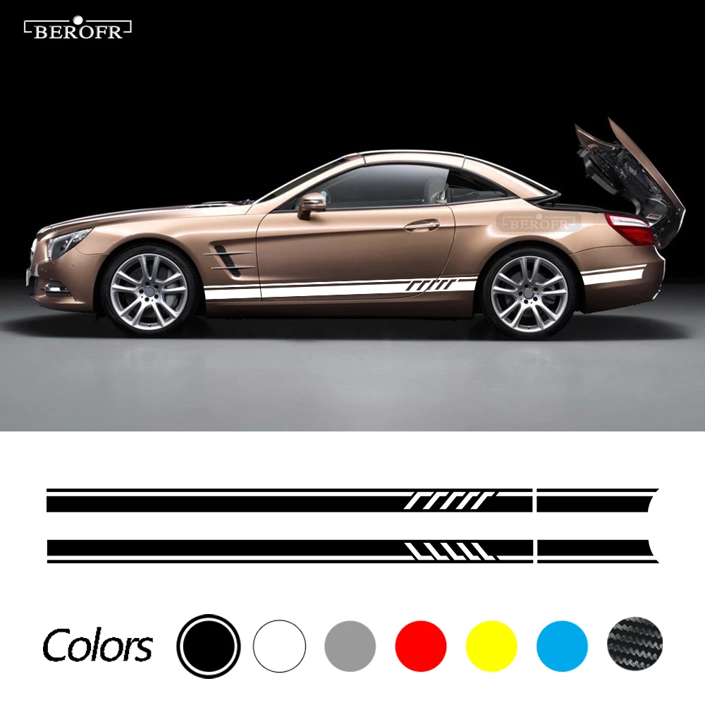 

Car Door Side Stripes Skirt Sticker Vinyl Decal For Mercedes Benz SL Class R230 R231 SL500 SL350 AMG Edition 1 Accessories