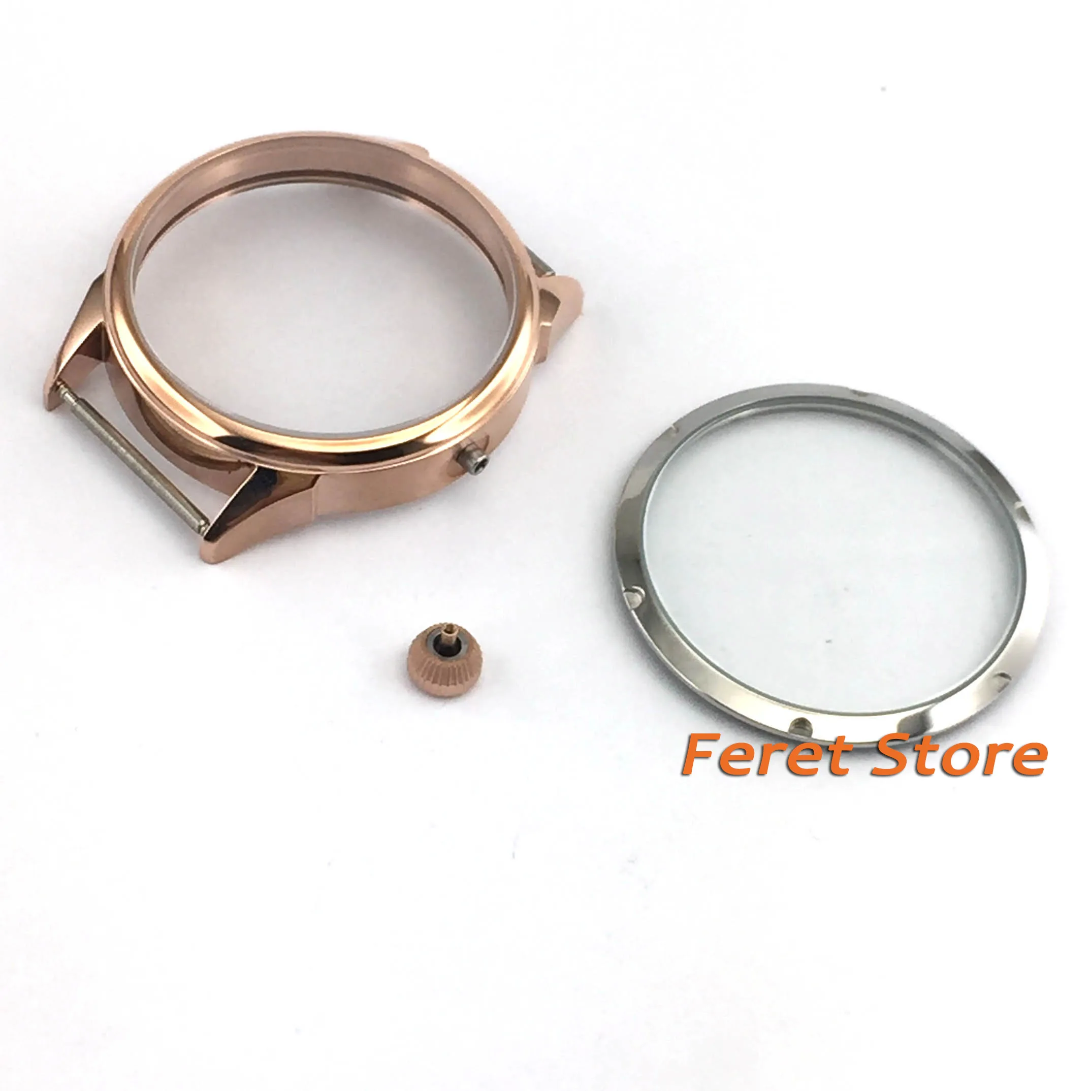 42 мм розовое золото нержавеющей стальной корпус часов подходят Parnis мужские часы