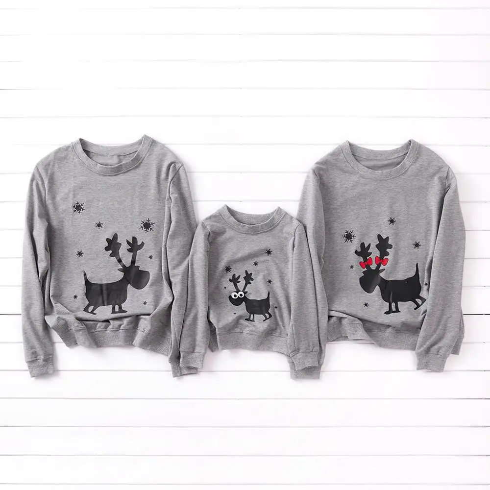 PatPat свитшоты для всей семьи с рисунком оленя Осень зима круглый вырез длинный