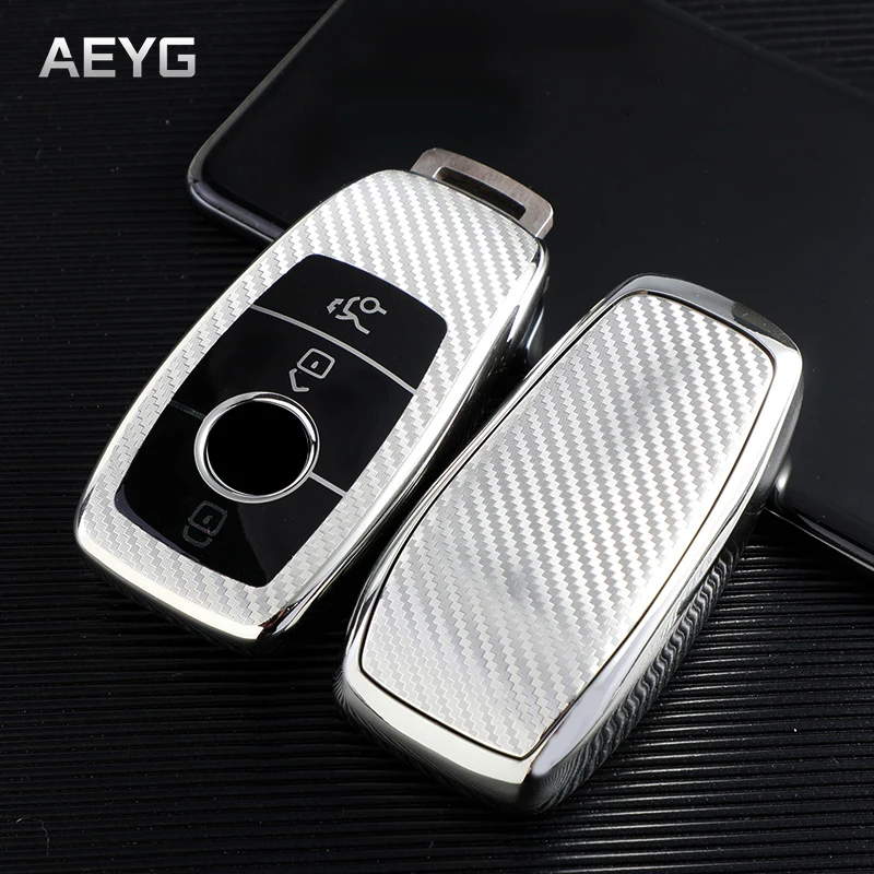 

Carbon Style Car Remote Key Case Cover Shell For Mercedes Benz A C E S G Class GLC CLE CLA W177 W205 W213 W222 X167 AMG Holder