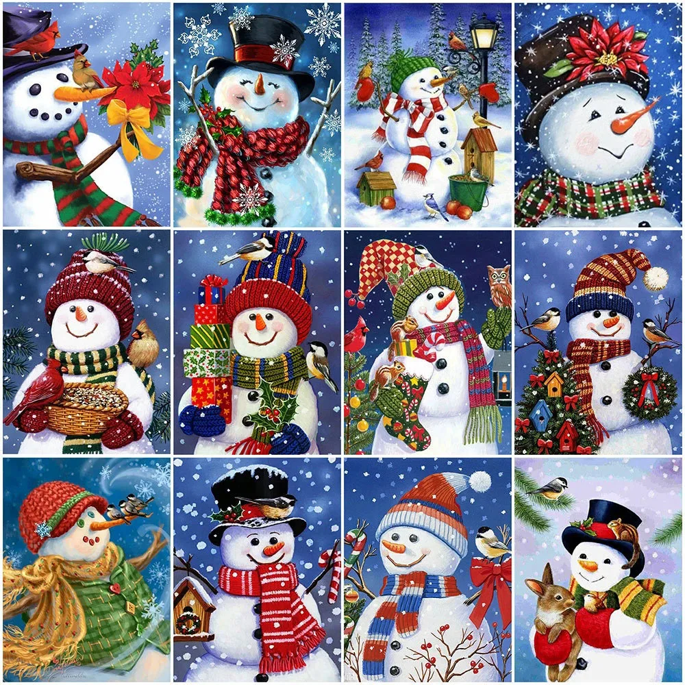 

Full Square Round AB Diamond Painting Snowman Diamond Embroidery Cross Stitch Christmas Picture Of Rhinestones Mosaic Wall Decor