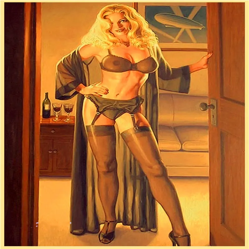 

Home wall art decoration painting European and American sexy girl nude art retro style decoration poster canvas material