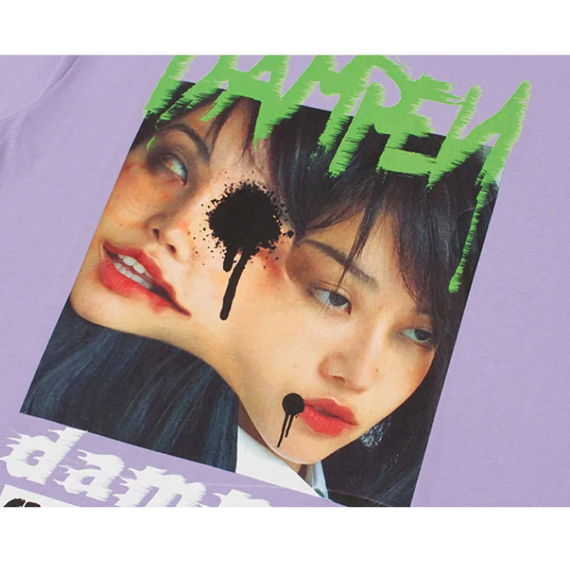 

Aolamegs Oversize T-shirt Gothic Diablo Girl Print Men's T-Shirts High Street Streetwear Summer Couple Fashion Tee Shirt For Men