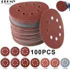 100 шт., шлифовальные диски, 125 мм, 8 отверстий