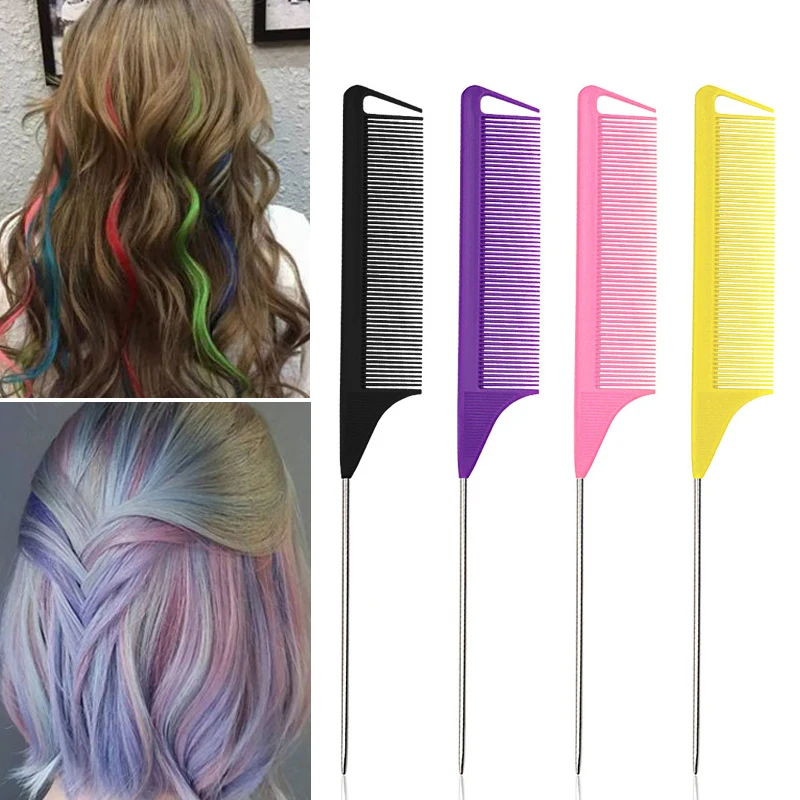 

Steel Tip Tail Comb Hair Edge Trimmer Styling Beauty Tool Hair Dye Comb Hot Fine-tooth Comb Pin Hair Style Rat Tail Comb