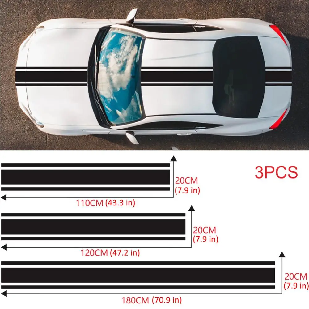 3Pcs Car Long Stripe Auto Stickers Stylish Decals Vinyl Racing Sports Decoration Accessories For All Brands | Автомобили и