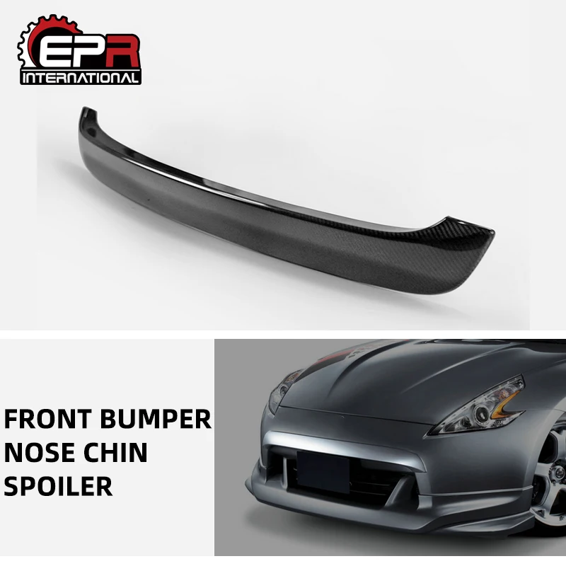 

Car Accessories For Nissan 2009 On Z34 370z NIS Style Carbon Fiber Front Bumper Nose Chin Spoiler Glossy Finish Grill Cover Kit