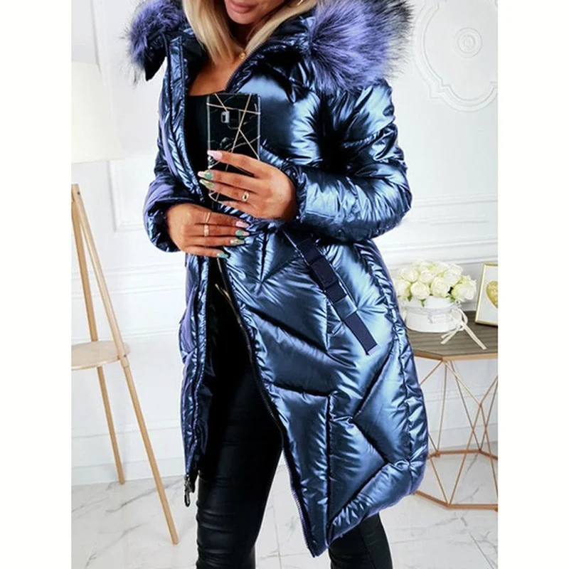 

2021 Winter New Women's Long Cotton Down Jacket Jacket Women's Plus Size Winter Solid Color Jacket Winter Clothes Women