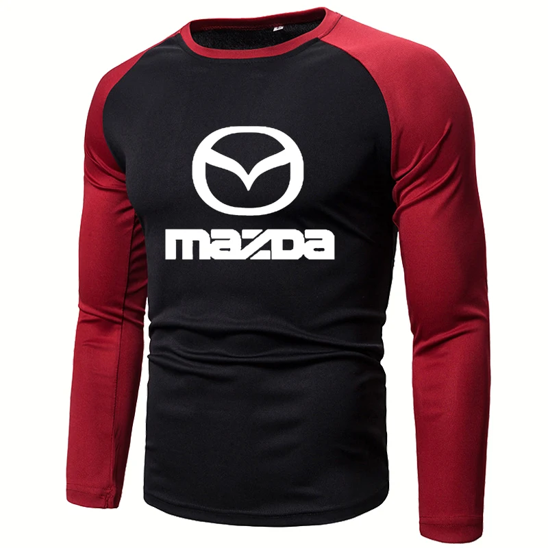 Мужской пуловер реглан с контрастным цветом на весну и осень модные топы принтом