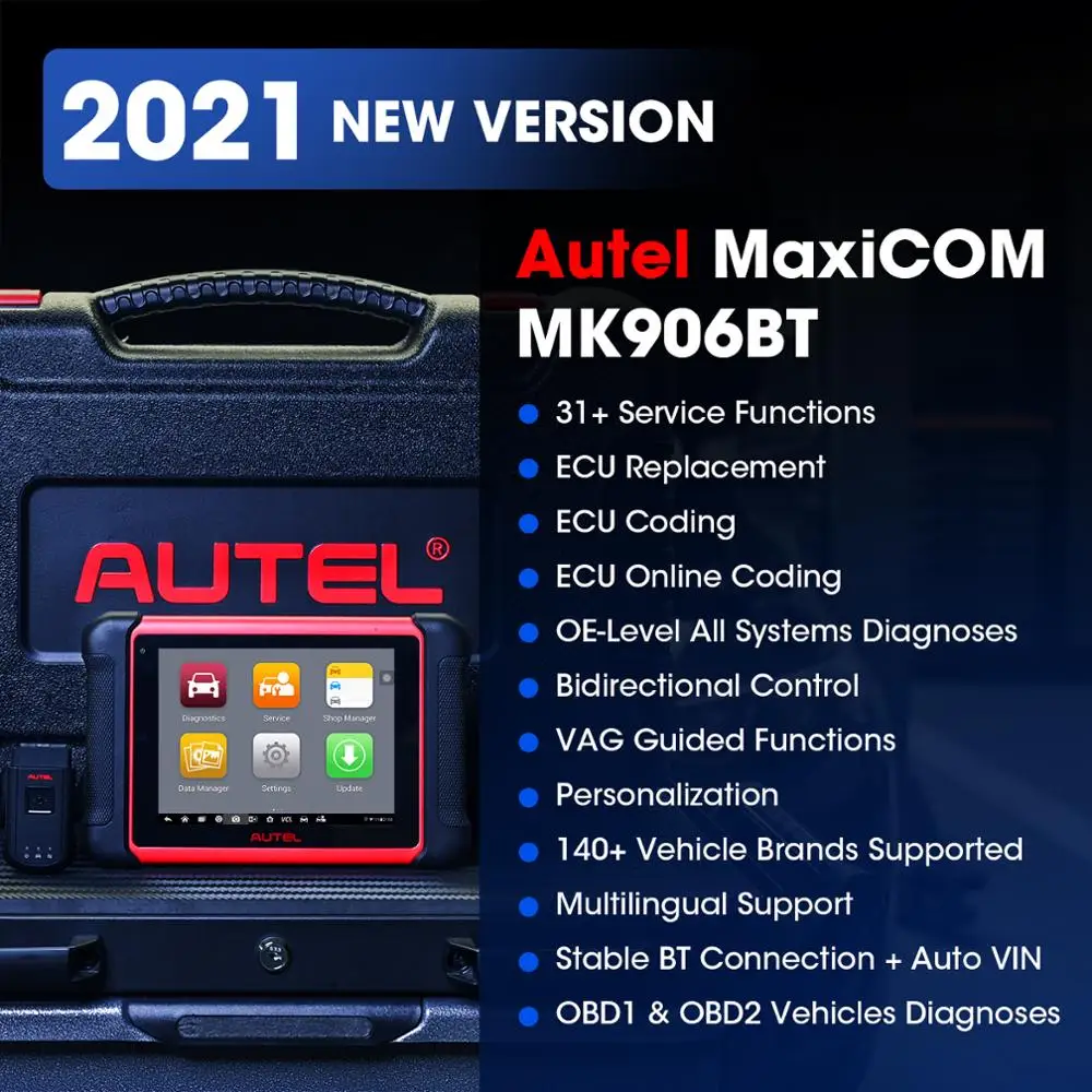 Autel MaxiCOM MK906BT OBD2 сканер Bluetooth совместимый автомобильный диагностический