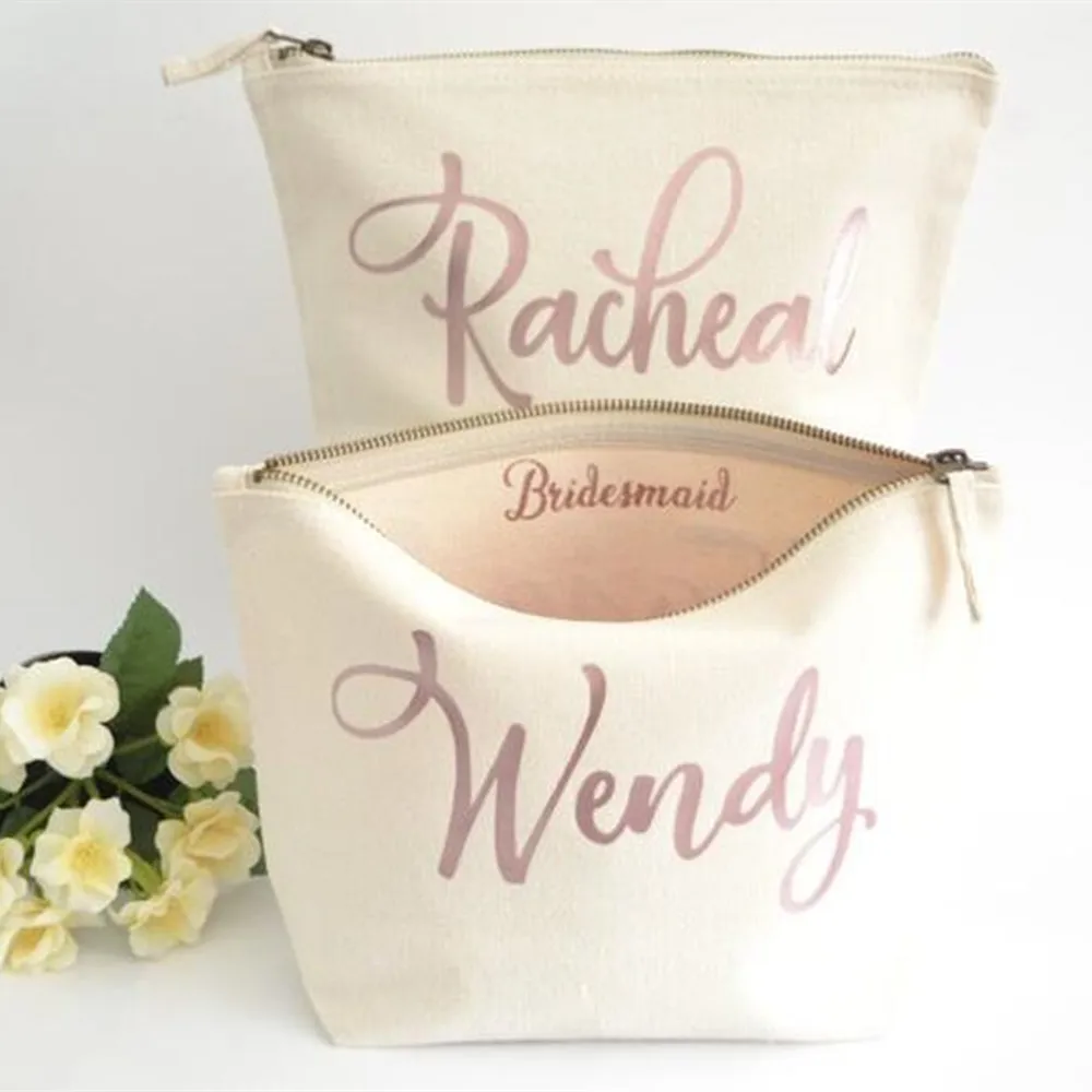 Индивидуализированные розовые золотые свадебные сумки для подружки невесты