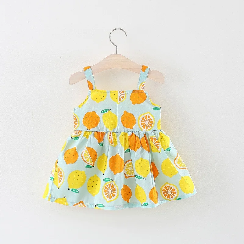 Платье для маленьких девочек с бантом наряд лимонным принтом младенцев платье