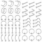 Набор для пирсинга тела из хирургической нержавеющей стали, серьги-кольца для носа, губ, бровей, перегородки, языка, соска, живота, обруч, серьги, пирсинг