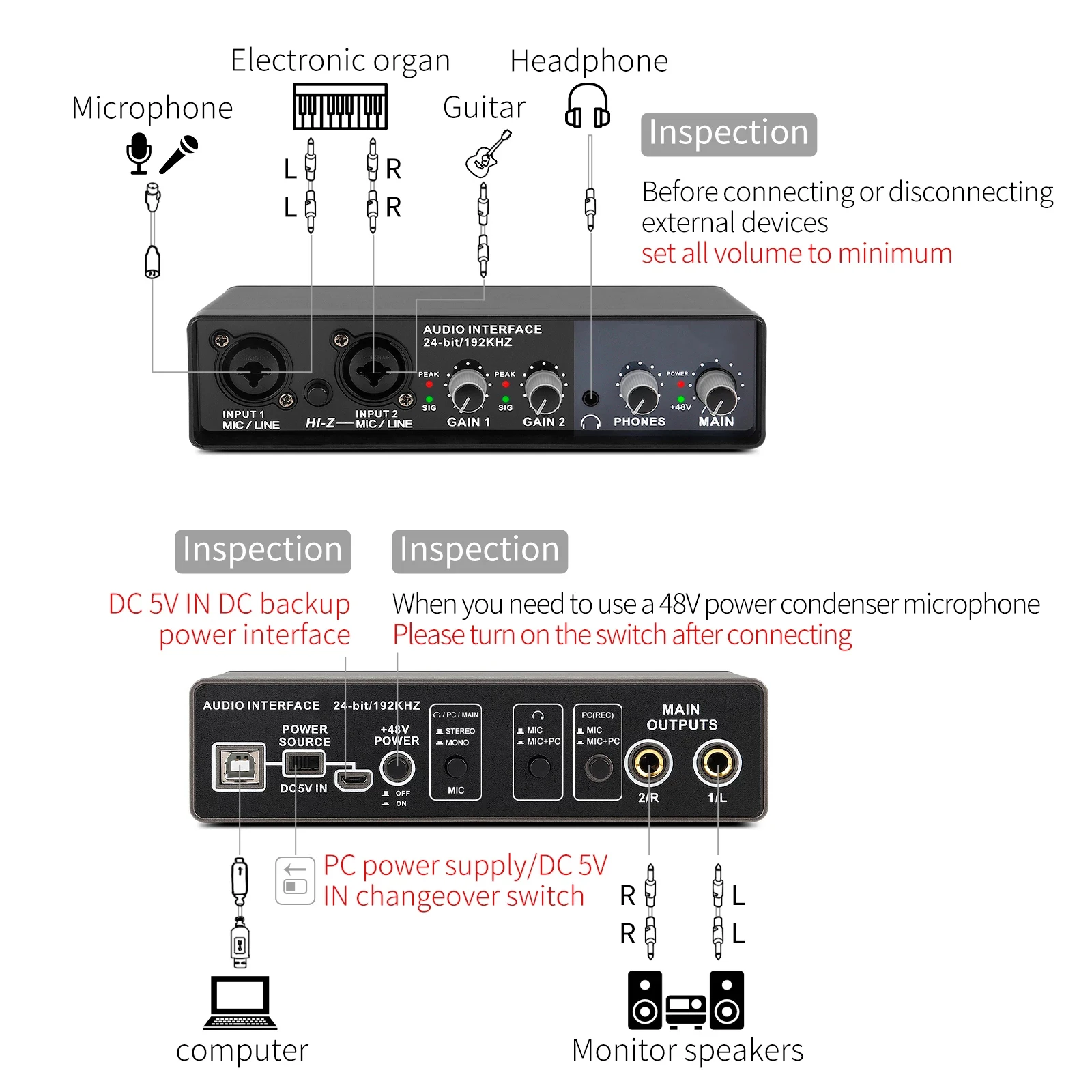 Audio interface USB Sound card UR24C UR22C professional recording dubbing Composing Equipment mobile computer live Singing | Электроника
