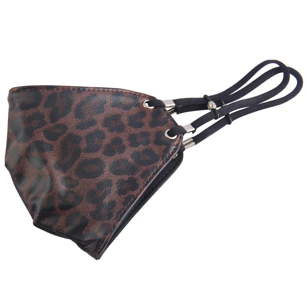 

2020 New Adult Mouth Face Outdoor Riding Mask Creative Leopard Print Leather Anti-Fog Anti-Dust Keep Warm Masks