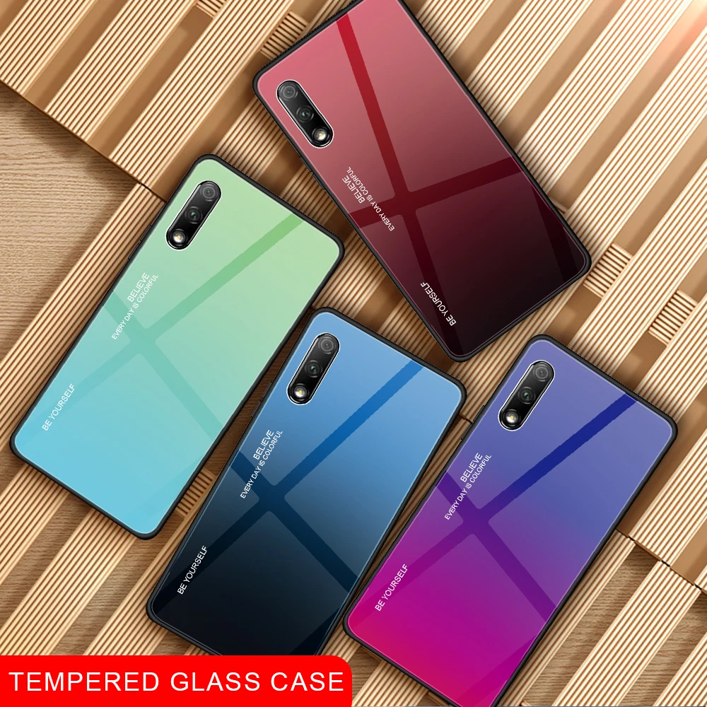 Чехол из закаленного стекла для телефона Huawei P smart Z Plus 2019 Mate20 P20 Pro P30 Lite градиентный