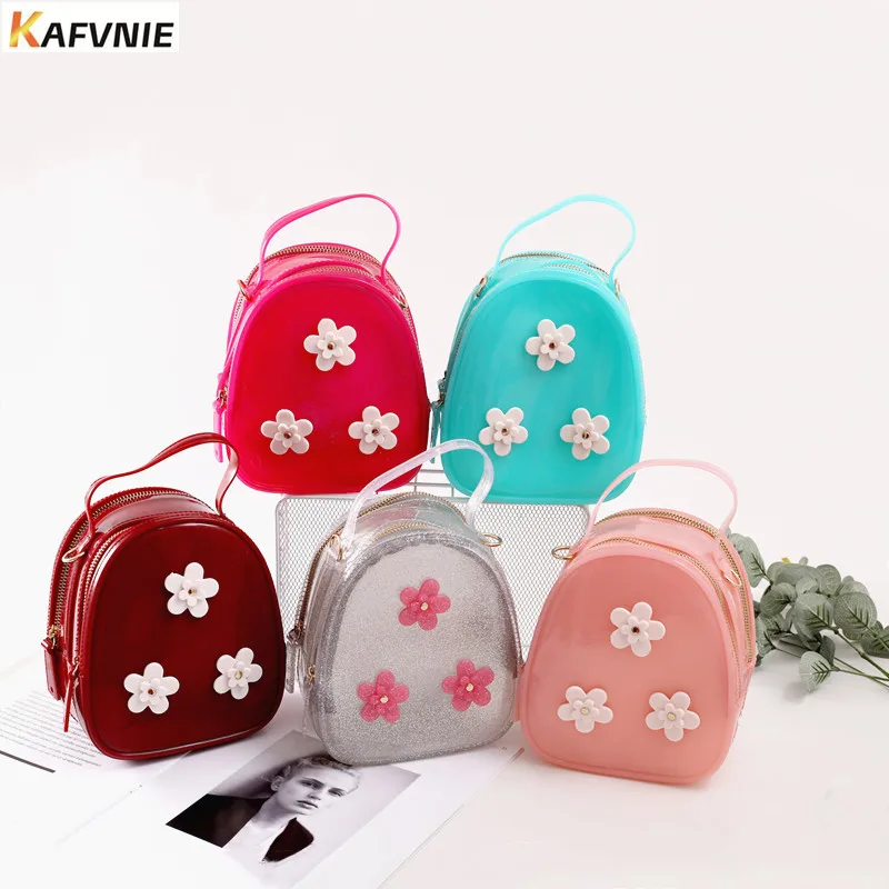 Детская Желейная сумка с цветами блестящая через плечо из ПВХ для девочек яркие