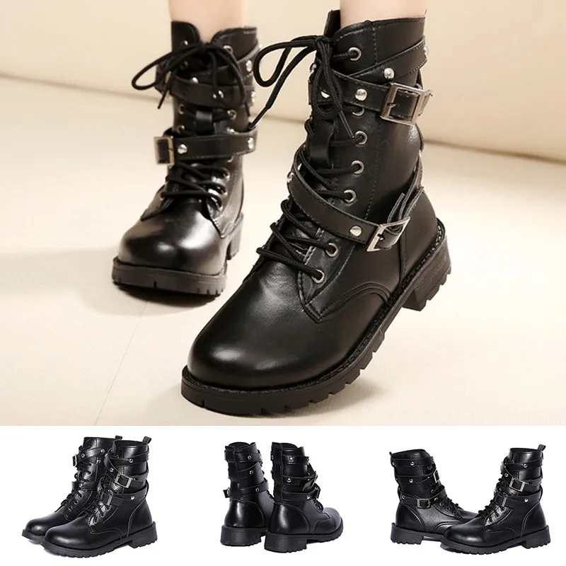 

Черные женские ботинки, готическая обувь