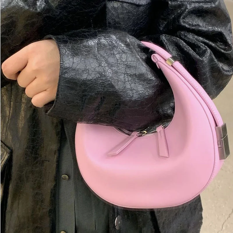 

2021 New Double Zipper Borse Baguette Bag Luxury Pink Purse Womens Tote Handbag Cute Korean Shoulder Bag Small Leather Hand Bags